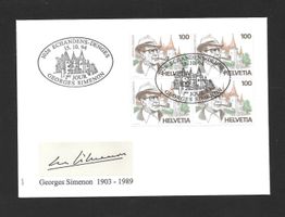 FDC Nr. 871 Viererblock Georges Simenon ET 15.10.1994