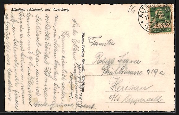 Cartoline postali: Altstätten /Rheintal, Teilansicht mit V – Usato da Berlin venduto da bartko-reher 1
