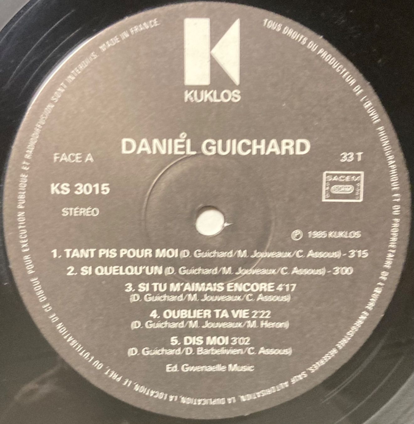 Schallplatten: DANIEL GUICHARD - DANIEL GUICHARD – Gebraucht aus Poliez-Pittet von Newtown-Records 2