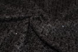 Stoff Strickstoff schwarz/grau Pailletten