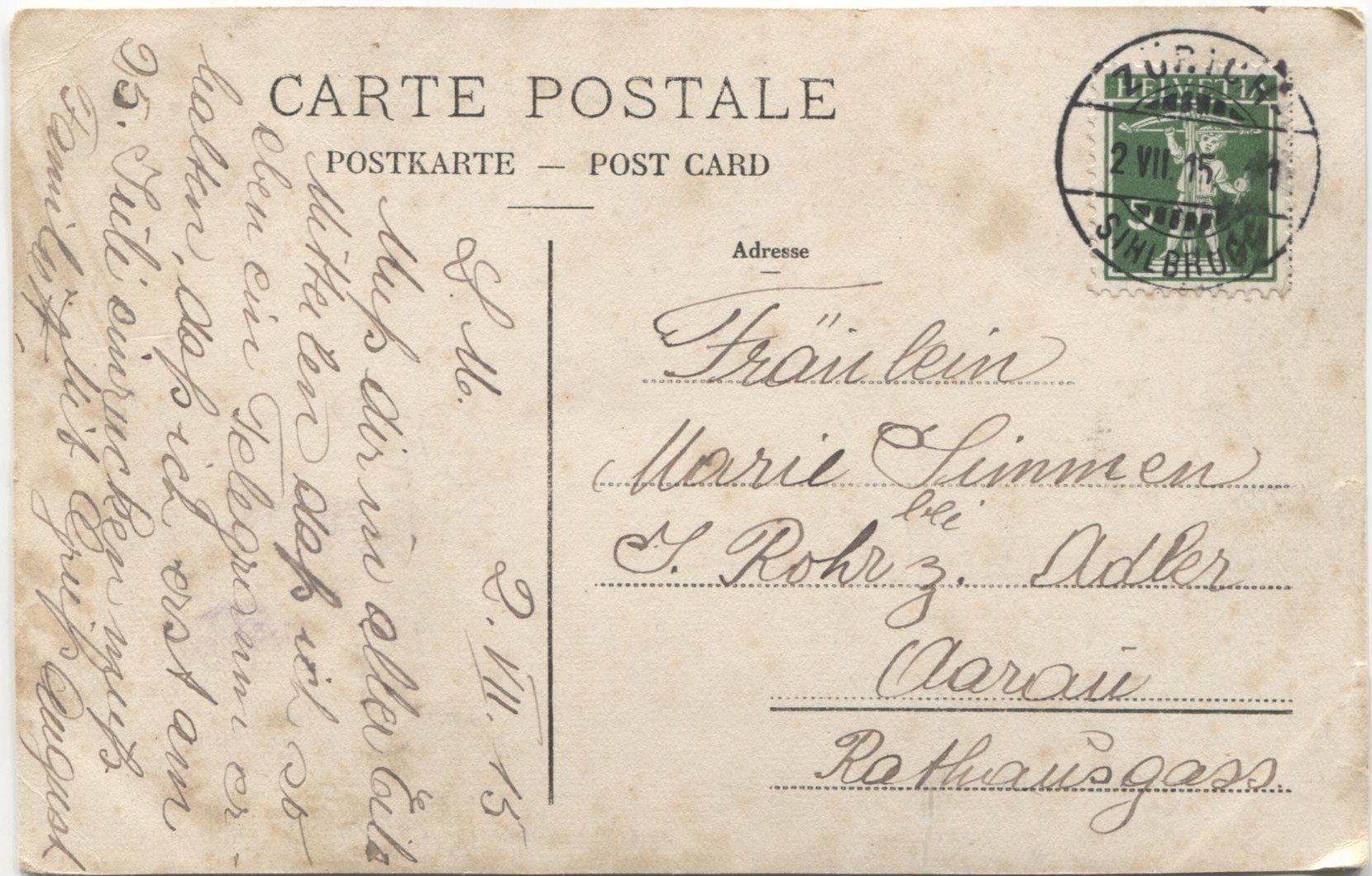 Cartoline postali: Aargauer Strohdachhaus 1915 – Usato da Rothrist venduto da Clanx 1