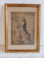 Albrecht Dürer Alter Kunstdruck auf Pappe Holz-Gold-Rahmen