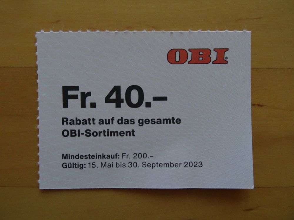40. Gutschein OBI Kaufen auf Ricardo