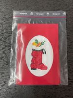 Gestickte Weihnachtskarte, Kreuzstich Stiefel Nikolaus, neu