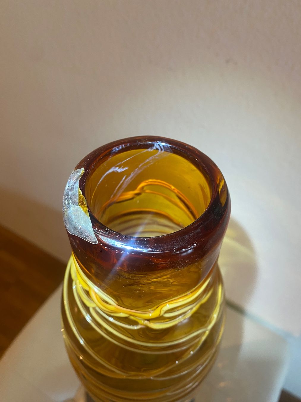 Murano Vasi & Recipienti: Grosse Murano-Vase bernsteinfarben Spaghetti – Usato da Männedorf venduto da Maru83 2