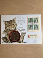 Münze Isle of Man 1 Crown 1989 Katze mit Ersttagsbrief