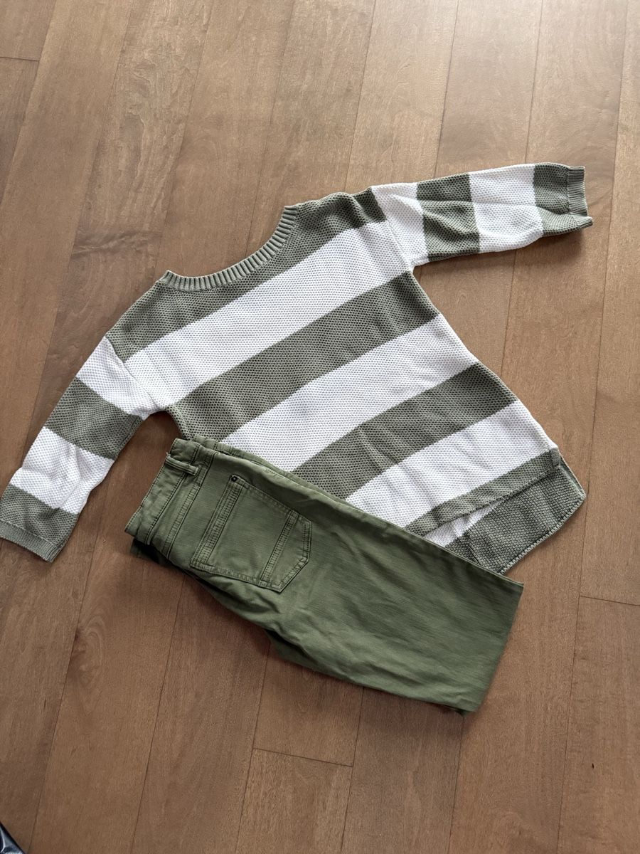 Esprit Maglioni & Felpe: ESPRIT - oliv-weiss gestreifter 3/4-Arm Pullover – Usato da Meilen venduto da kleisi01