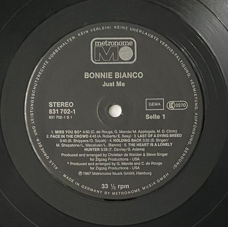 Dischi in vinile: Bonnie Bianco, Just Me – Usato da Flums venduto da Empe1 4