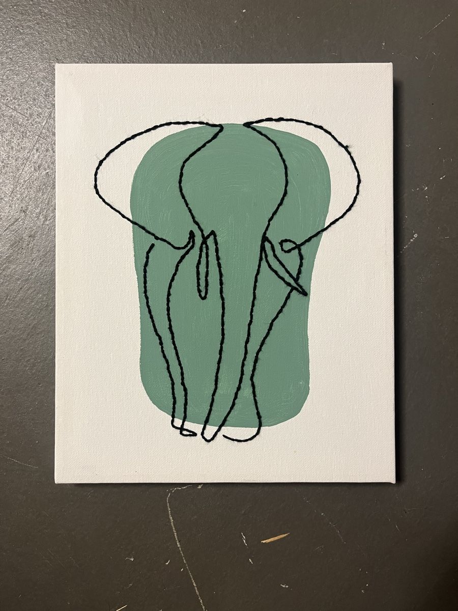 Dipinti: DIY selbstgemachtes Gemälde mit gesticktem Elefant – Usato da Zürich venduto da ole_8rwr