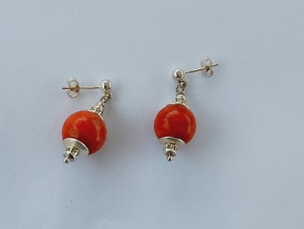 Orecchini pendenti & Orecchini a lobo: Ohrstecker mit Korallen Anhänger, Silber 925 – Nuovo e nell'imballaggio originale da Winistorf venduto da acreativ 2