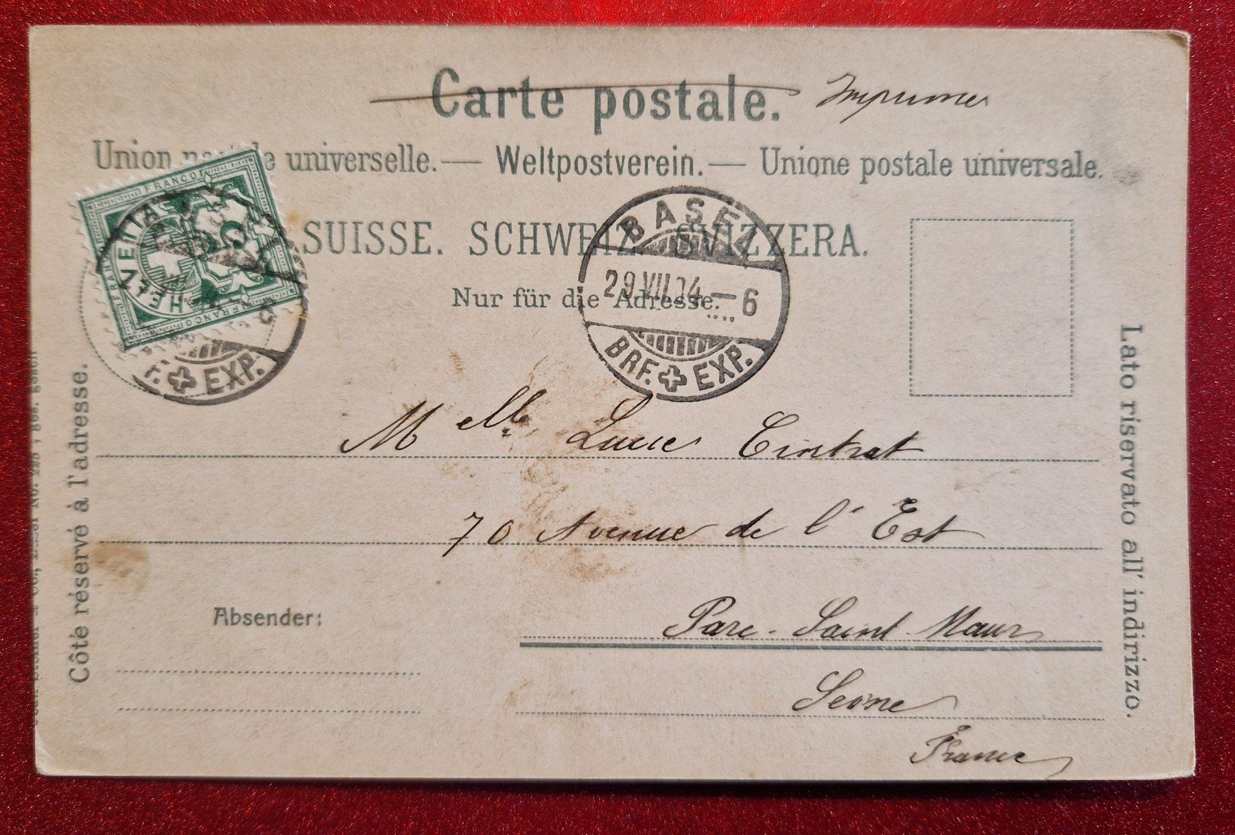 Cartoline postali: Strassburger Denkmal Basel 1904 – Usato da Melchnau venduto da Arthurius 1