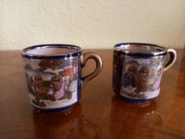 2 petites tasses japonaises anciennes en céramique Satsuma