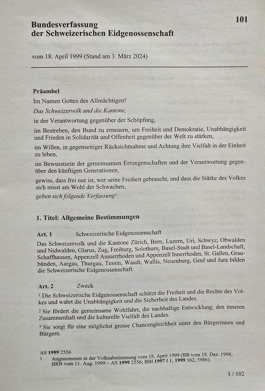 Livres: Bundesverfassung der Schweiz. Eidgenossenschaft – D'occasion à Zürich par pfo_tjp8 2