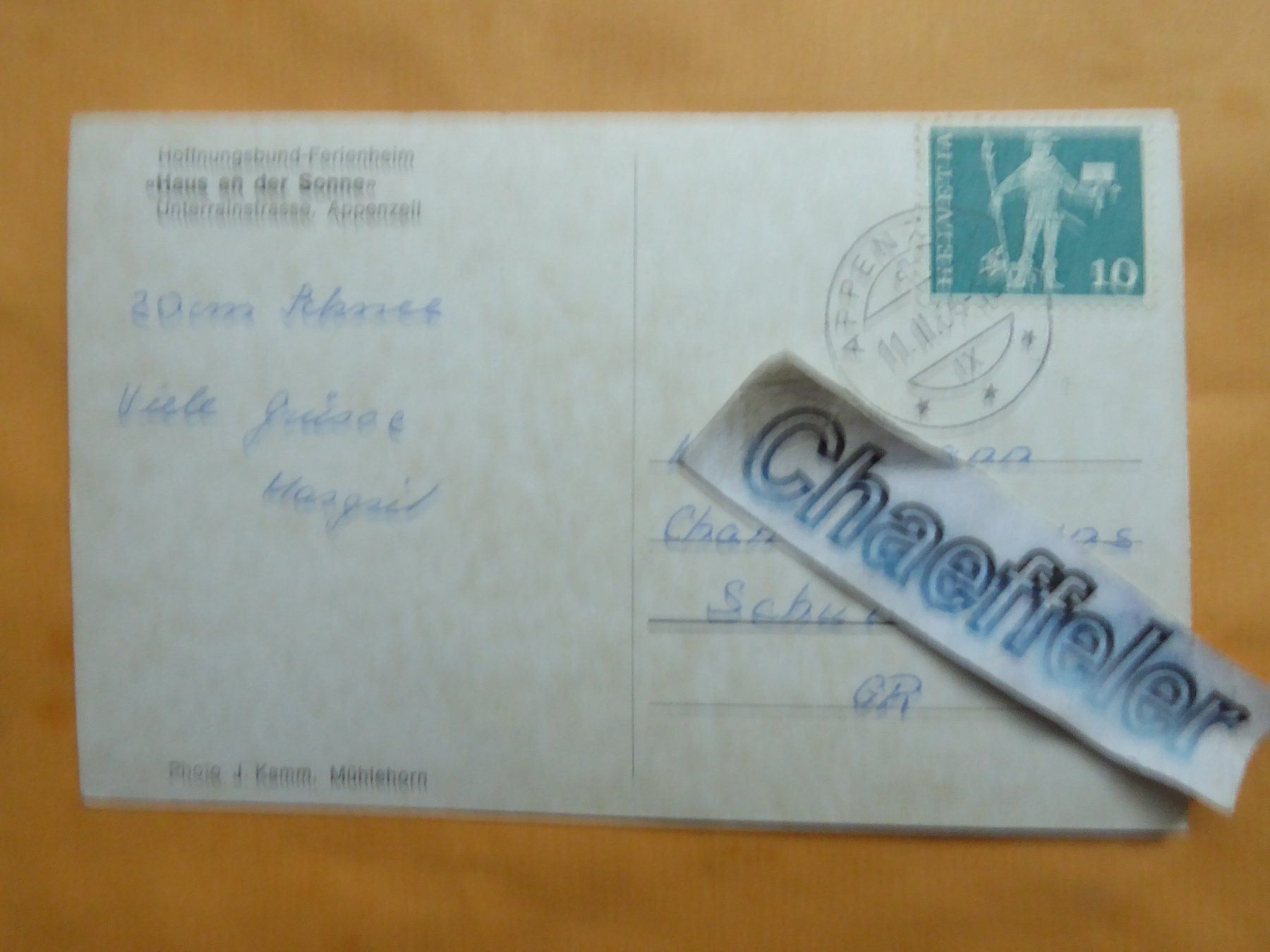 Cartoline postali: 1964 "Haus an der Sonne", Appenzell – Usato da Zürich venduto da Chaeffeler 1