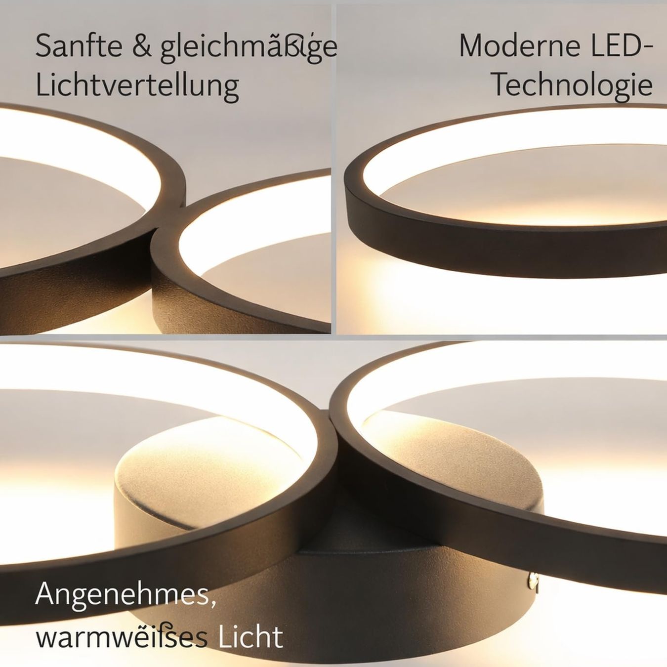 Lampadari & plafoniere: LED Deckenleuchte Deckenlampe Designlampe 4 Ringe 37W 3000K – Nuovo e nell'imballaggio originale da Basel venduto da EchoPeak 7