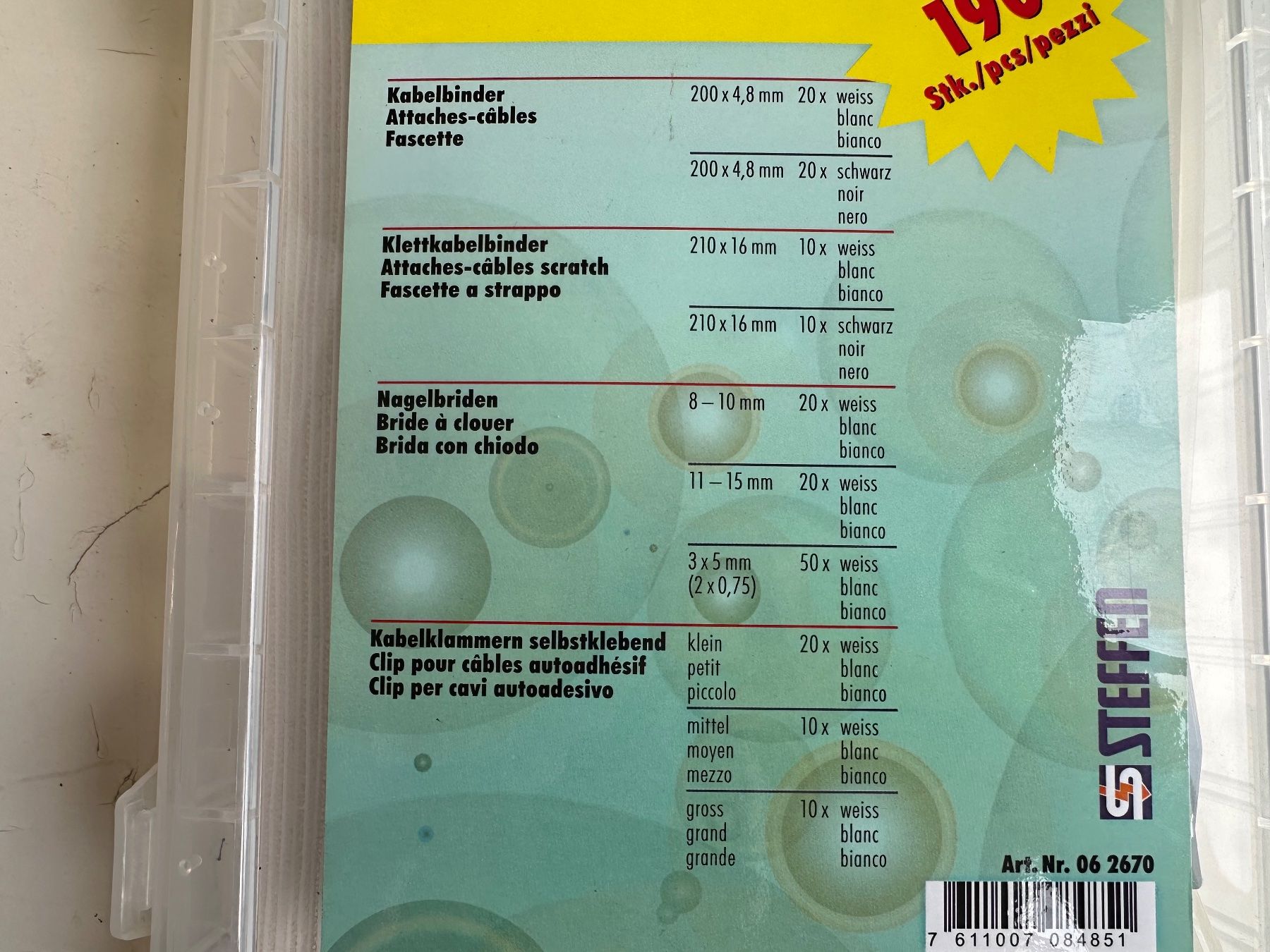 Cavi: neues Steffen Kabelmanagement Set 190 tlg – Nuovo e nell'imballaggio originale da Necker venduto da liq24 1