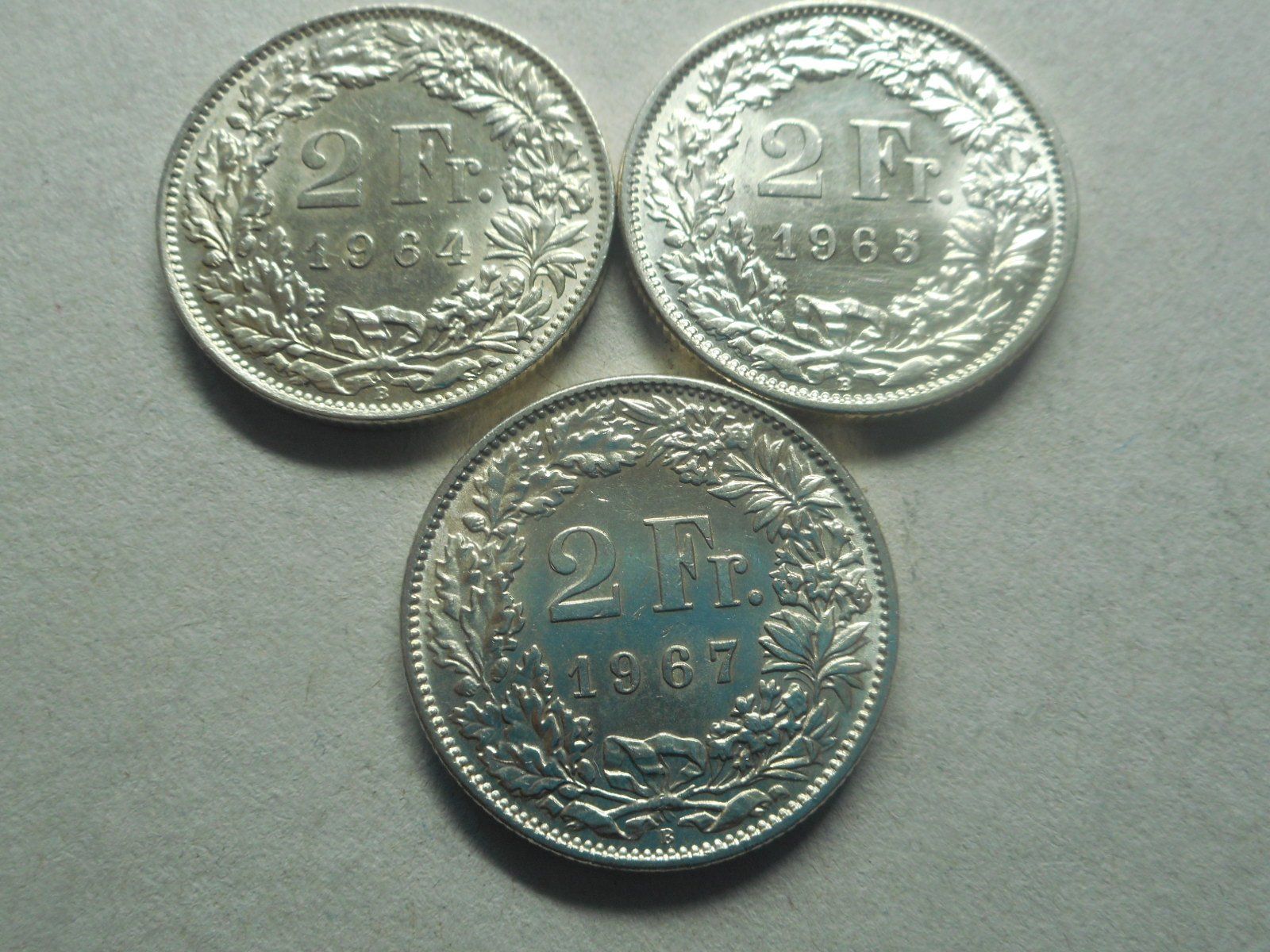 Tutti le monete: 3 x 2 Fr. silber  1964/65/67 – Nuovo (secondo la descrizione) da Kriegstetten venduto da pizlad2010 3