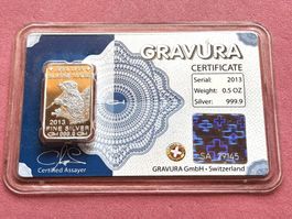 GRAVURA 2013 - MURMELTIER - 1/2 OZ FEINSILBER