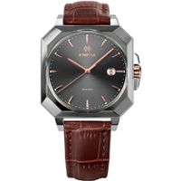🇨🇭Herrenuhr ®Jowissa Braun Grau Leder Swissmade 5 BAR NEU