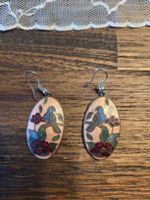 schöne Vintage Ohrringe mit Blumen und Vögeln