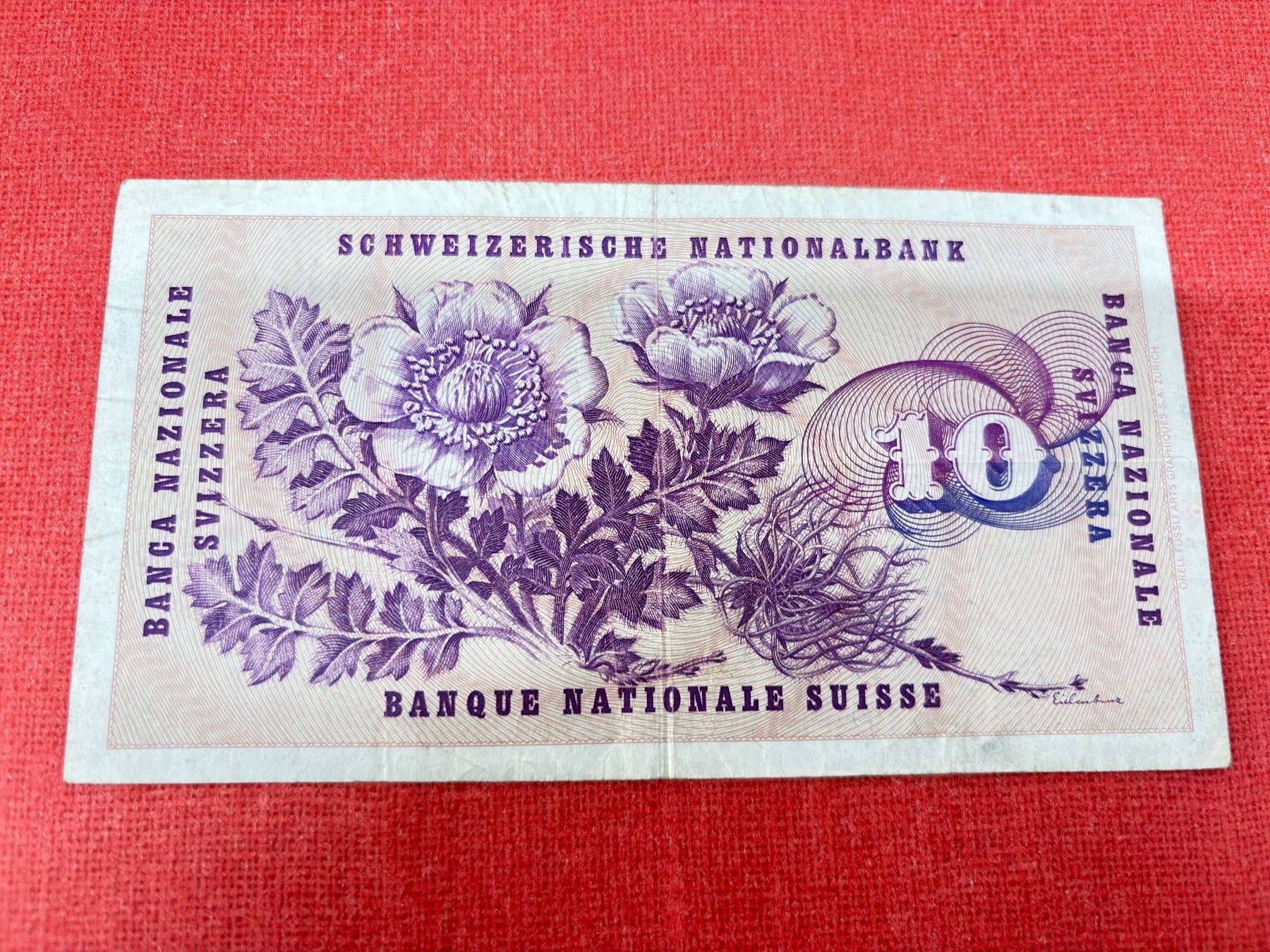 Banconote: 10 Franken Banknote 1972 gebraucht – Usato da Ormalingen venduto da digital09 1