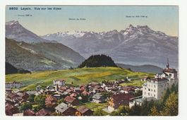 Vue sur Leysin-Village et les Alpes, Waadt