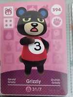 Carte Amiibo Animal Crossing, habitant n°394 Grizzly