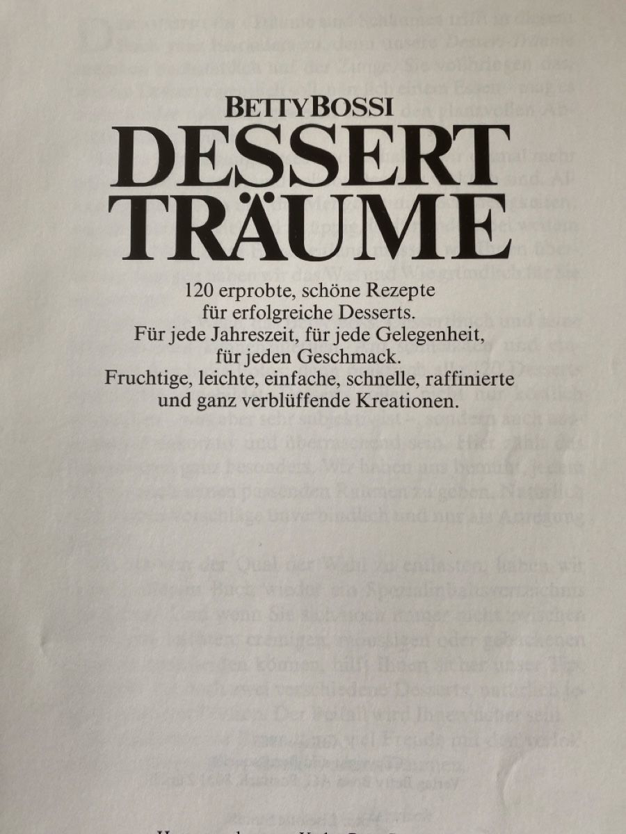 Livres: Betty Bossi Dessert Träume – D'occasion à Büsserach par Gimenez77 2