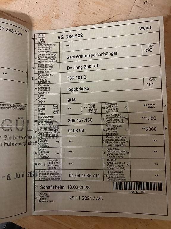 Autoribaltabili: Kipper Anhänger manuell  – Usato da Lausen venduto da Gjuliana4 4