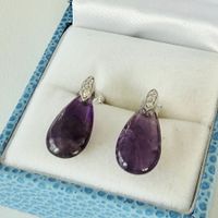 Tropfenform Naur-Amethyst Silber 925 Ohrringe - Neu