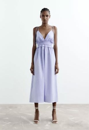 Leichtes Sommerkleid 100% Baumwolle – Blau-Weiss gestreift