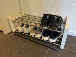 Modern Shoe Rack  Metal & Wood  With Drip Tray