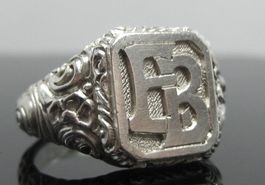 Vintage Ring Monogramm Siegelring EB / BE Silber 800