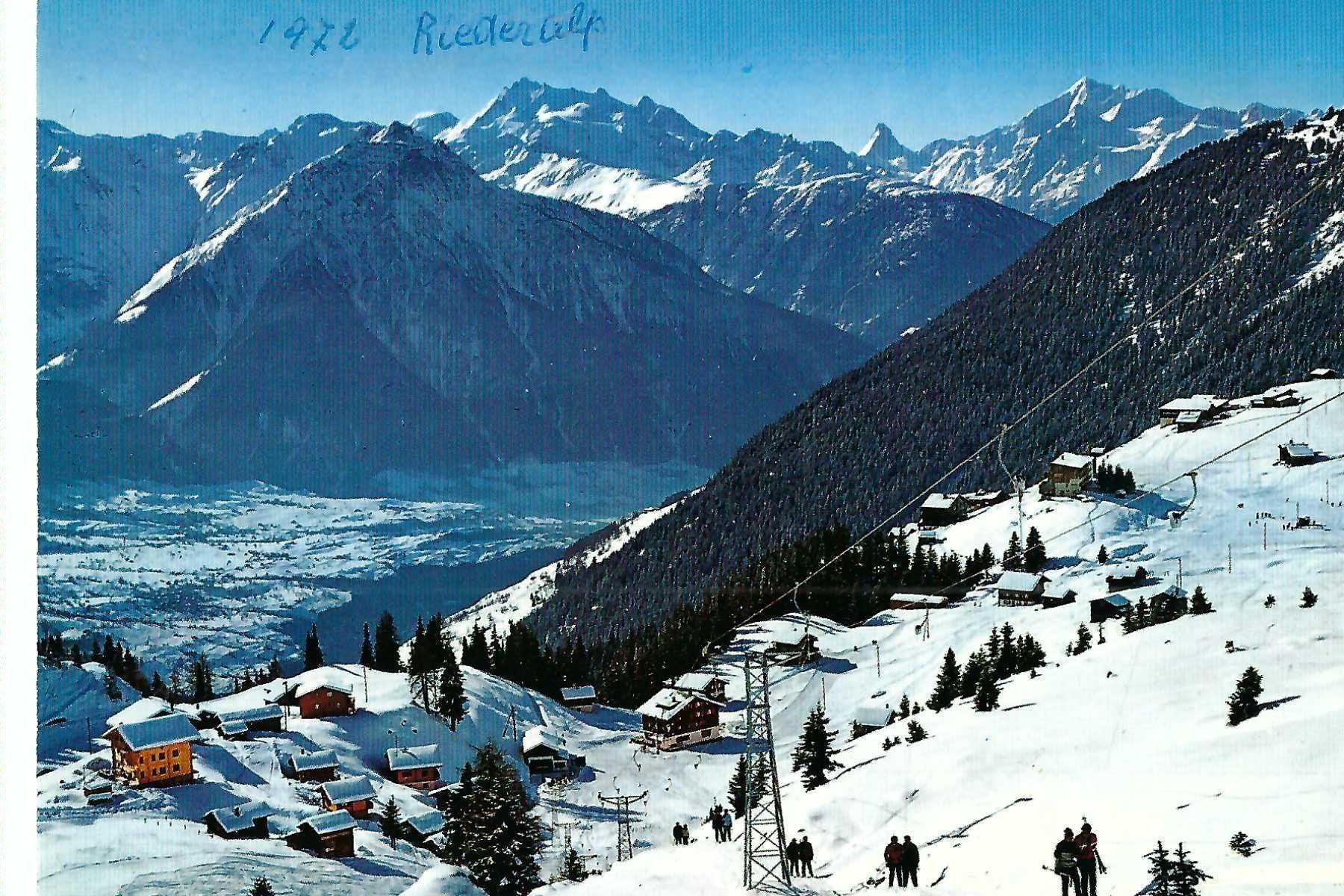 Ansichtskarten: Riederalp,  Skilift Blausee, 1972 – Gebraucht aus Thun von 44wart