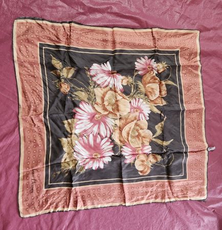 Foulard Jean Dessès Paris fleur soie vintage