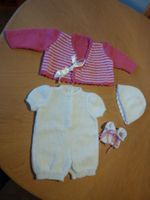 Puppengarnitur 4teilig weiss / pink ca. 50cm