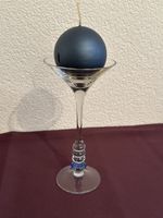 Kerzenständer Glas mit blauer Kugelkerze !