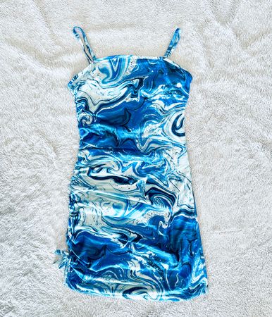Kleid blau weiss Pourig Print, Gr. 164, wie neu