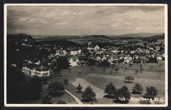 Cartoline postali: Kirchberg /St. G., Ortsansicht mit Umgeb – Usato da Berlin venduto da bartko-reher