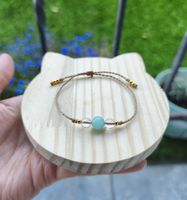 Bracelet fait main en amazonite et cristal de roche 