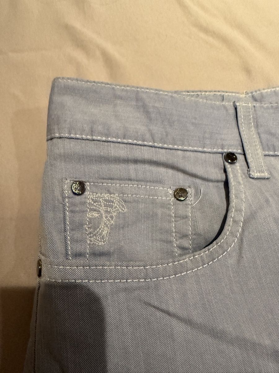 Versace Hosen: Pantalon VESACE Collection bleu clair coton/ramie – Gebraucht aus Yverdon-les-Bains von Le_Joss 2