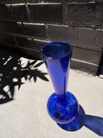 Vase Glas blau mundgeblasen guter Zustand 20cm