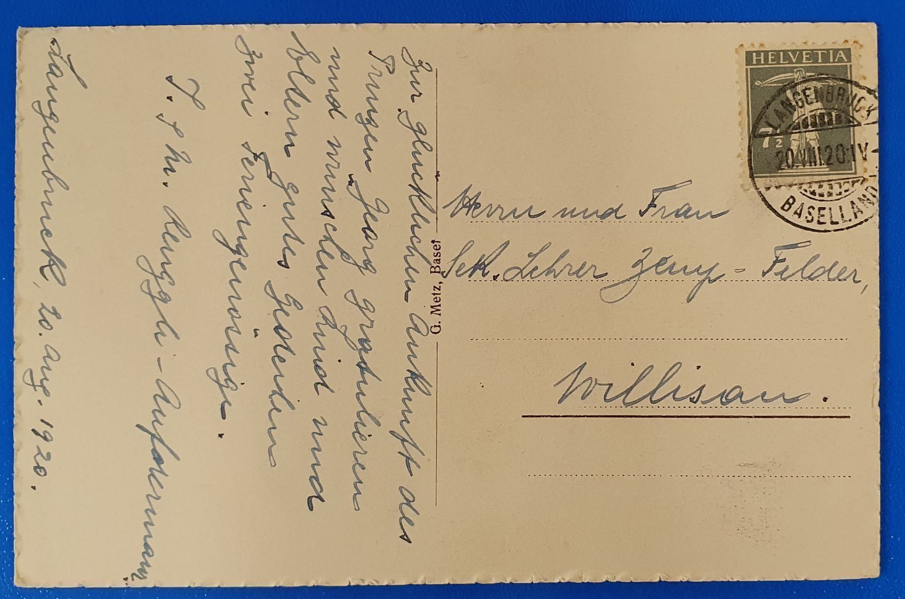 Cartoline postali: Langenbruck  - Kurhaus 1920 – Usato da Kreuzlingen venduto da Rschweiz1 1