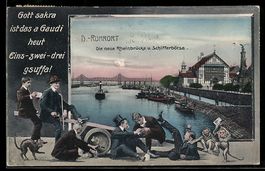 Grusskarten-AK Duisburg-Ruhrort, Neue Rh