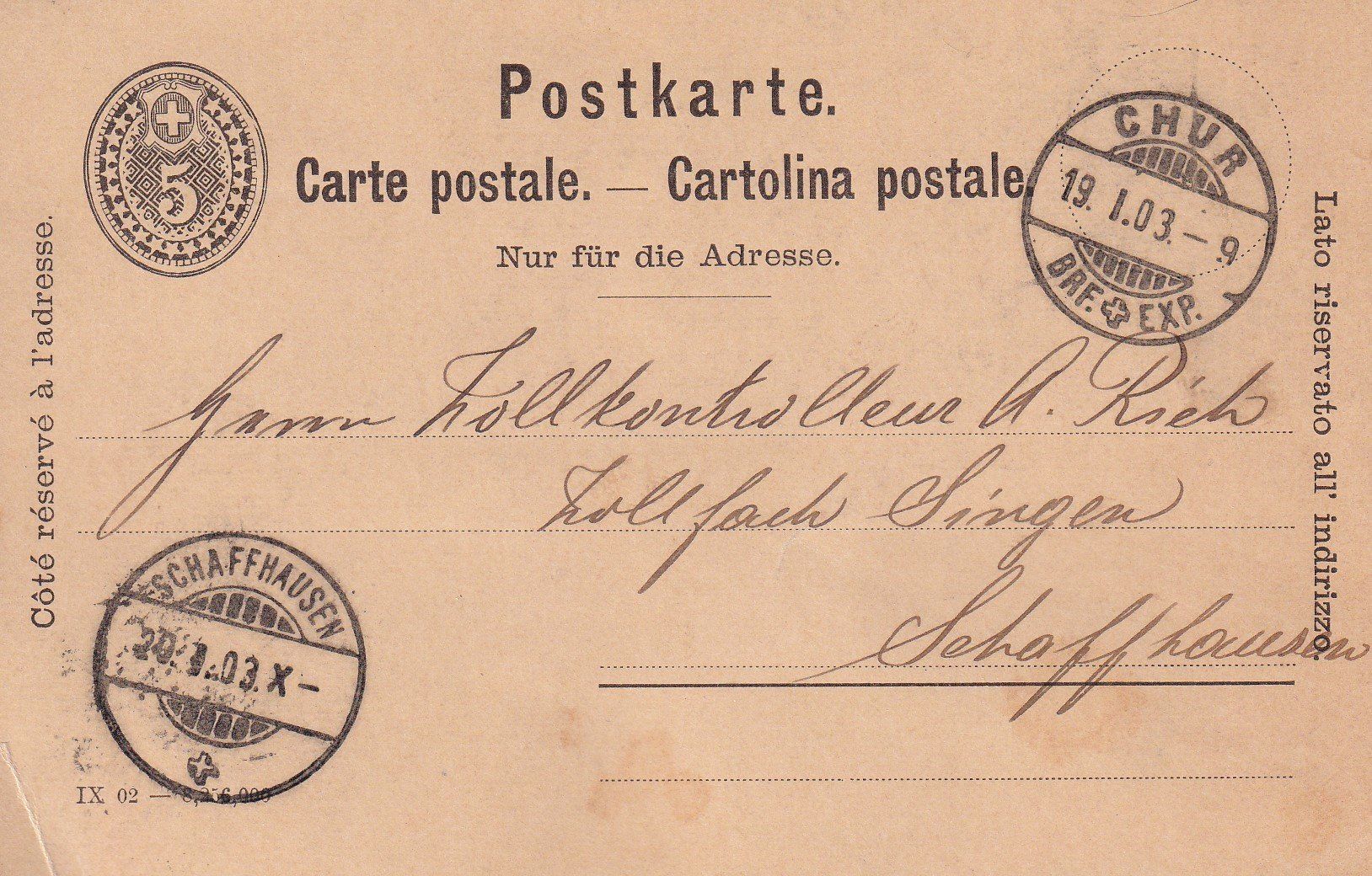 Tous les timbres: 3 antike Postkarten 5C, 1885, Langnau/Chur – D'occasion à Samnaun-Compatsch par Muckimu 4