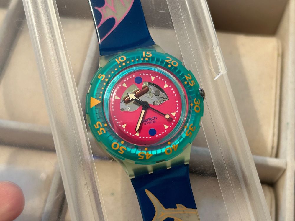 Swatch Scuba 200 HAPPY FISH SDN101 neuve 1990 (Neu (gemäss Beschreibung ...