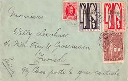interessante Frankatur BELGIEN 1928 nach Zürich 