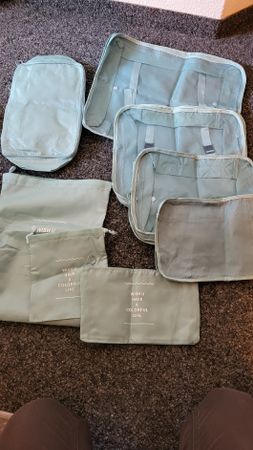 Reise-Organizer Set, 8-teilig, Hellgrün, nie gebraucht 
