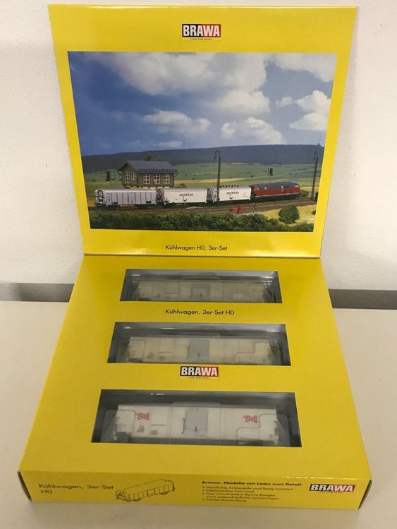 Coffret 3 Wagons Minéraliers DR échelle HO - BRAWA - Train Miniature Occasion
