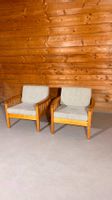 2x Skandinavische Vintage Sessel aus Kiefernholz 80er Jahre